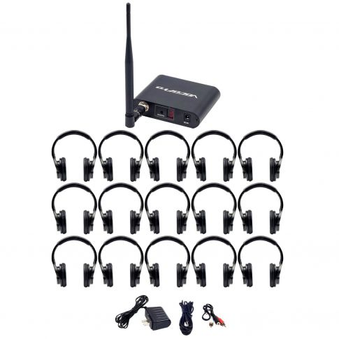 VocoPro Silent Disco 115 Package with 1 Transmitter and 15 Headphones