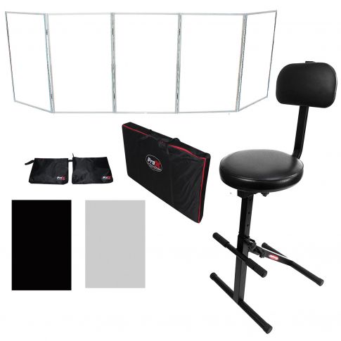 White Aluminum 5 Panel Scrim Facade Frontboard with Ultimate Support JS-MPF100 Music Performance Chair Package