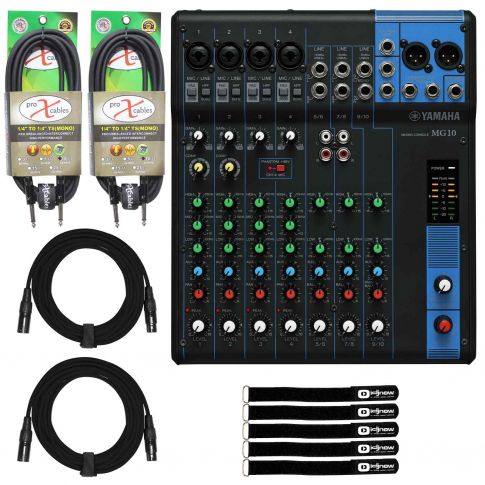 Yamaha MG10 10-Input Stereo Mixer with Cables Package