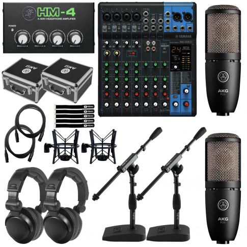 Yamaha MG10XU Effects Mixer with AKG Microphones & Headphones
