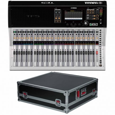 Yamaha TF5 Digital Mixer 32+1 Fader Audio Console with Gator Cases Large Format Mixer Road Case Package
